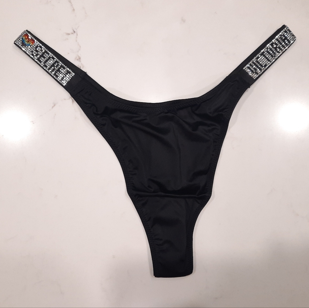 PRIDE Rainbow Heart Victorias Secret Bombshell SHINE Strap Thong Panty RARE